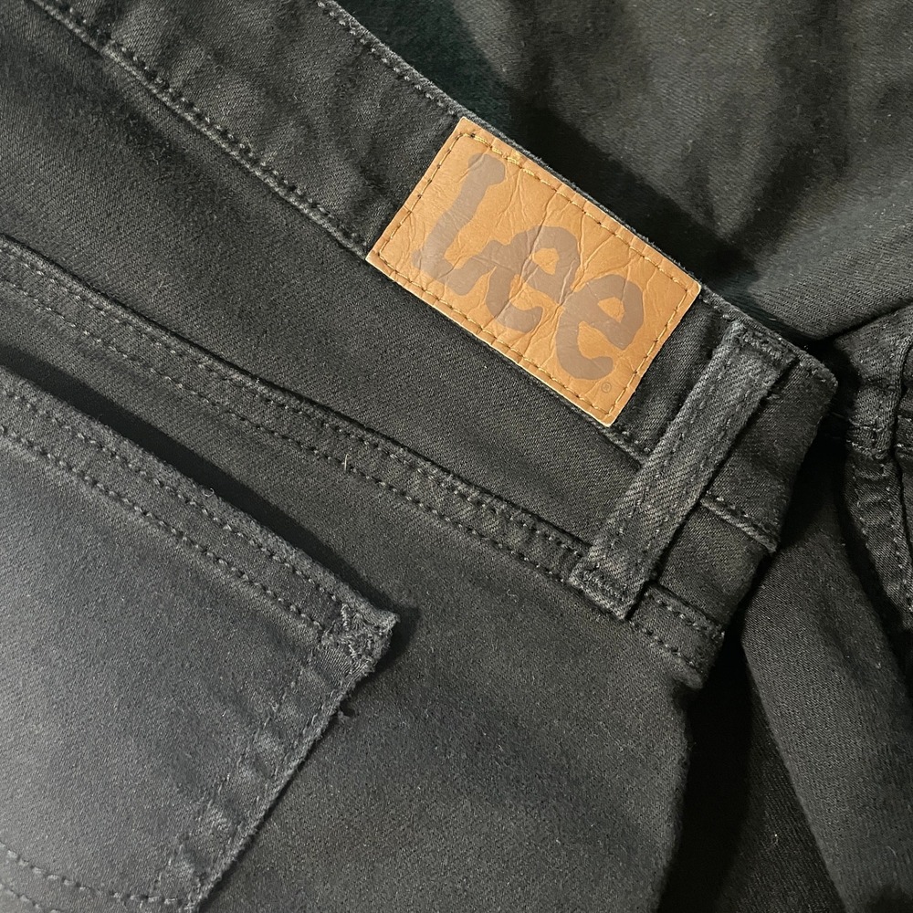 Y2K Lee Womens Regular Fit Bootcut Mid Rise Black Raw Hem Cut Off Jeans Sz 16W